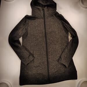 St. John’s Bay Knit Fleece Jacket Ladies petite PL Full Zip Thumb Holes Gray